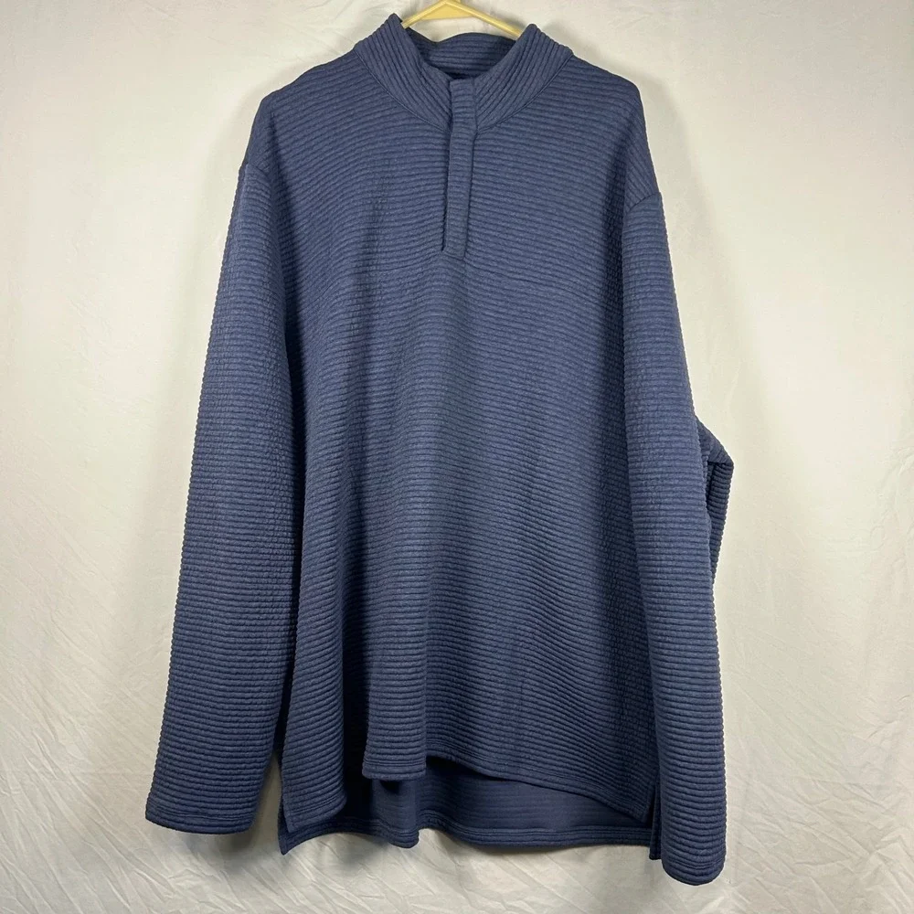 Johnnie-O Performance Pullover XXL Blue Quarter Snap Ribbed Textured Sweater